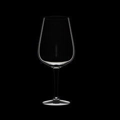 Red wine glass on black background