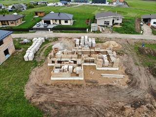 Brickwork in progress at the construction site