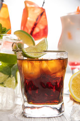 Various cocktails on a white background