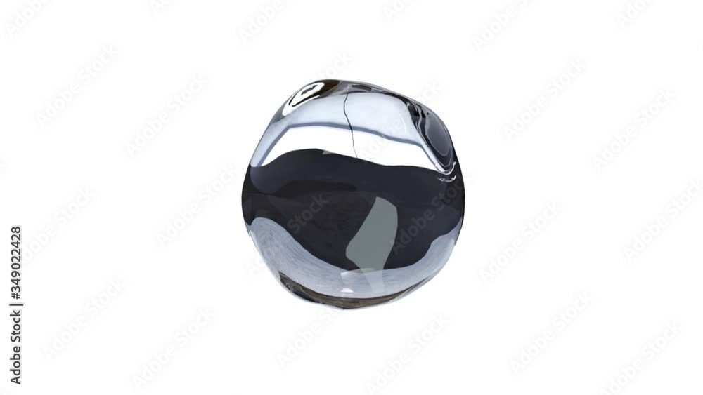 Poster a crystal clear drop of water moves on an isolated white background. seamless loop 3d render