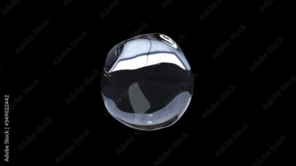 Aufkleber a crystal clear drop of water moves on an isolated black background. seamless loop 3d render