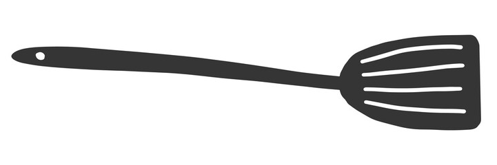 Spatula for cooking. Black vector icon isolated on a white background. Concept of cooking tools and kitchen.