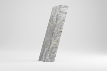 Stone 3d forward slash symbol. Rock textured sign isolated on white background. 3d rendered stone font character.