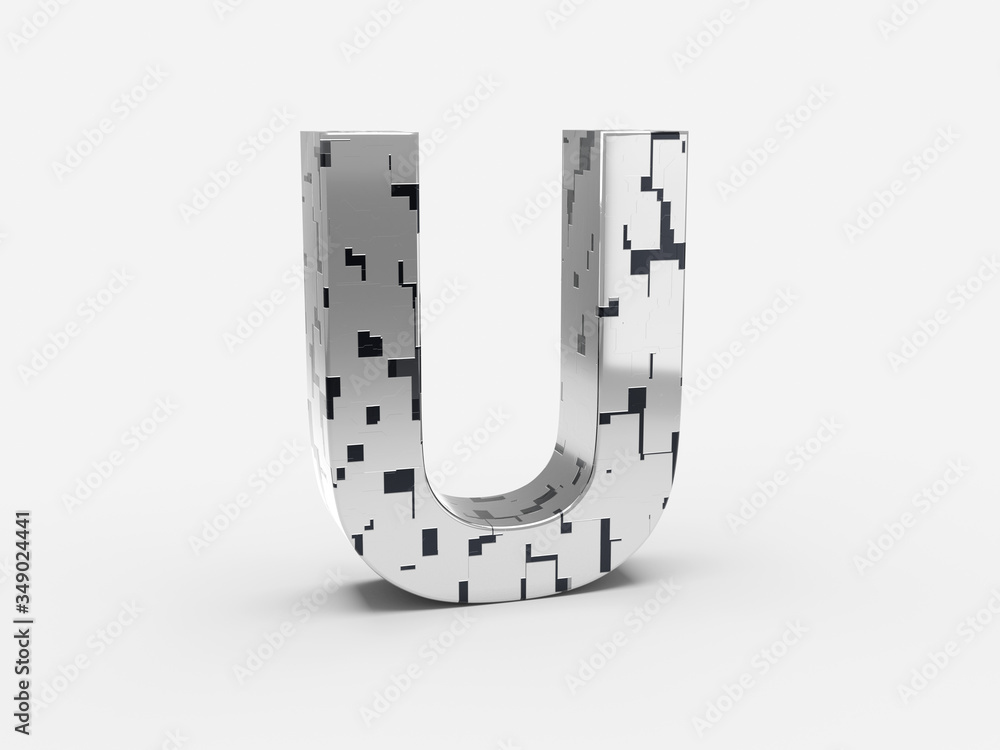 Poster futuristic letter u - futuristic metallic font letters set with sci-fi metallic metallic random pann