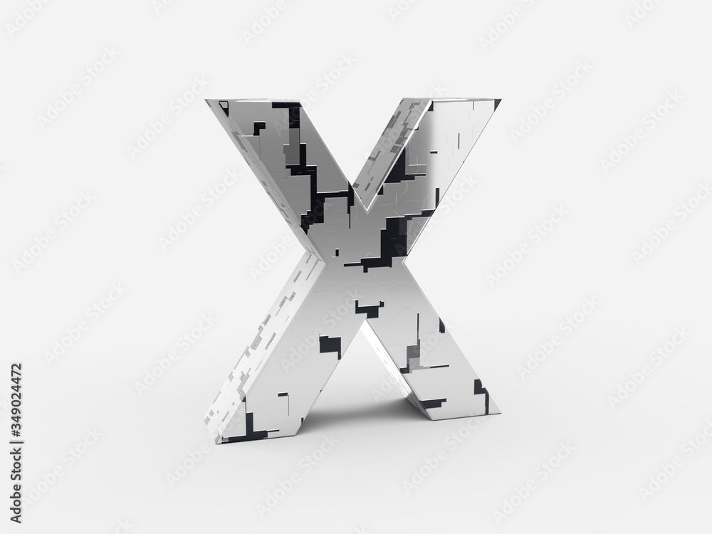 Poster futuristic letter x - futuristic metallic font letters set with sci-fi metallic metallic random pann