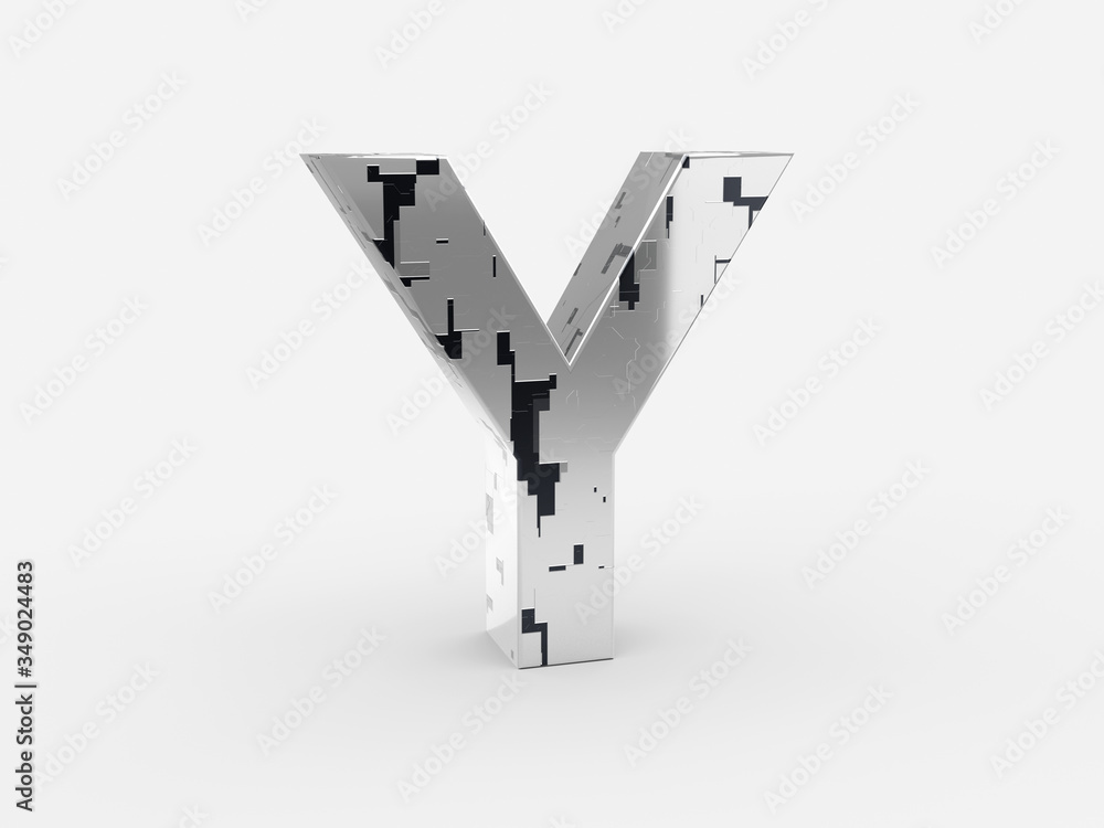 Poster futuristic letter y - futuristic metallic font letters set with sci-fi metallic metallic random pann