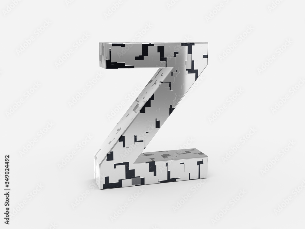 Poster futuristic letter z - futuristic metallic font letters set with sci-fi metallic metallic random pann