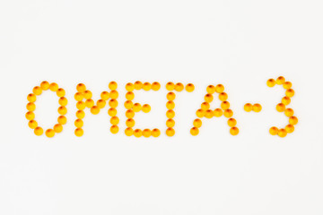 Vitamins based on fish oil. The word omega - 3 the inscription of the 