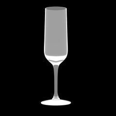 Champange glass on black background. Illustration on gray tones