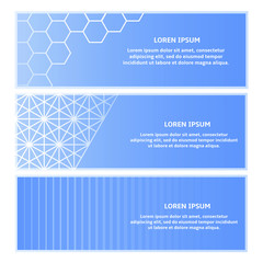 Set of vector banners with blue background. 