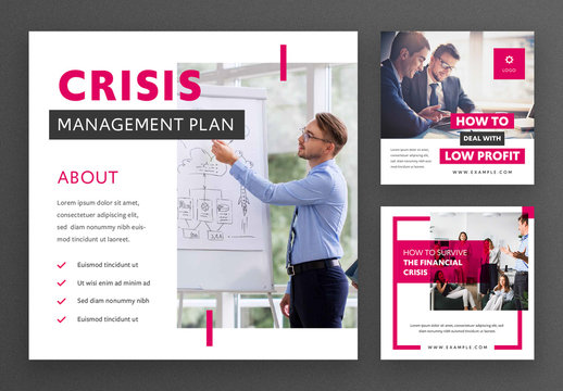 Business Social Media Layout Set with Magenta Accents