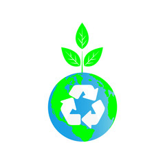 Green earth, World Environment Day, recycling concept of saving the planet vector illustration
