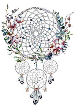 Watercolor Boho Dream Catcher Illustration