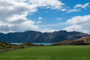 A View of Lake Wanaka from the Wanaka-Mount Aspiring Road, South Island, New Zealand