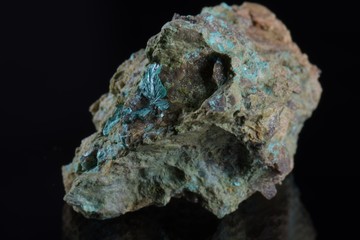 macro shooting of natural mineral stone - green Tirolite