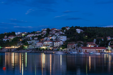 Fototapeta na wymiar Nice view of the evening town of Jelsa on the island of Hvar