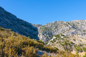 Landscape view from mountains above Ivan Dolac on Hvar island