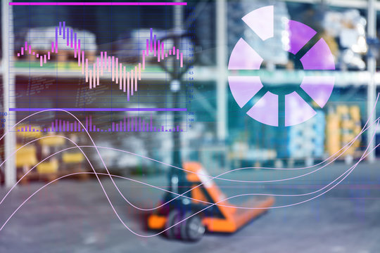 Blurred view of manual pallet truck in wholesale warehouse - Powered by Adobe