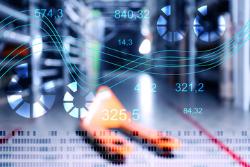 Blurred view of manual pallet truck in wholesale warehouse