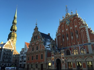 Fototapeta na wymiar Rathaus in Riga Lettland im Winter 2015