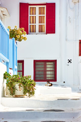 Old street and house in Mykonos