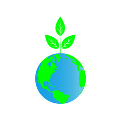 Vector of a earth and leaf logo combination. Planet and eco symbol or icon. Unique global and natural, organic logotype design template.