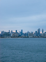 Fototapeta na wymiar City skyline of Melbourne on beach