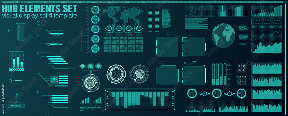 Poster interface elements hud, ui, gui. vector callout titles set. futuristic callout bar labels, informati