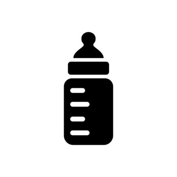feeding bottle icon in line art style, baby symbol, milk bottle icon vector