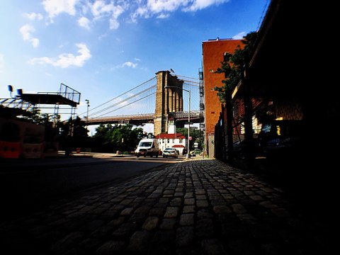 Brooklyn Bridge Seen From Fulton Street