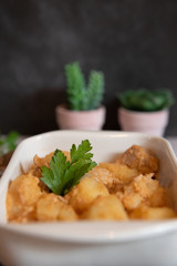 tuna and potato stew called marmitako. Traditional Basque recipe, spanish food