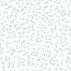 Seamless pattern with hand drawn flowers, vector illustration