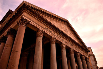 View of the Pantheon closed without tourists due to phase 2 of the lockdown