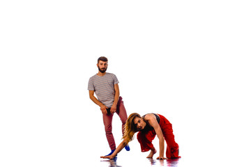 Dancing couple over the bright background