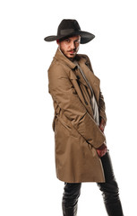 Fototapeta premium Attractive trendy man wearing black hat
