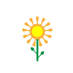 Beautiful drawn flower in a vector of gentle tones. Rounded flower petals of orange color. Isolate on a white background.