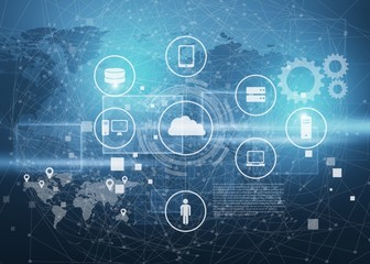 Earth planet map with analytic illustration