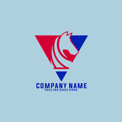 Vector illustration of horse head abstract in triangle frame isolated on grey background perfect for stable symbol or emblem, sport club logo or company identity - horse vector