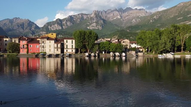 Lago di Lecco, Lecco, Orobie Alps in the background, Italy