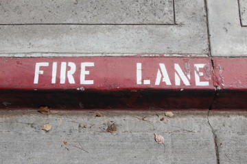Fire lane parking on side of road