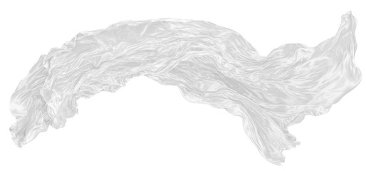 Beautiful flowing fabric of white wavy silk or satin. 3d rendering image.