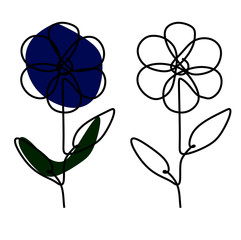 Continuous single line drawing vector illustration of aubretia flower