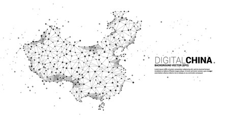 Fototapeta na wymiar Vector money China map from Polygon dot connect line. Concept for china digital network connection.