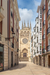 Obraz premium Street in the Spanish city of Burgos with its Gothic cathedral in the background