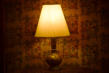 antique vintage table lamp on the table