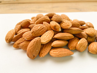 almonds on wooden background