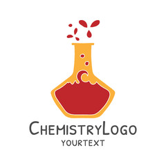 chemistry hand drawn logo design. funny icon