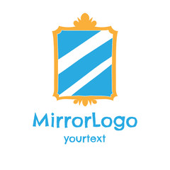 mirror hand drawn logo design. funny icon
