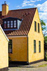 old yellow houses of old fisherman town Dragor, Denmark