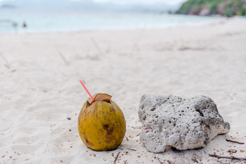 Fresh coconut juice to quech the summer heat at the beach